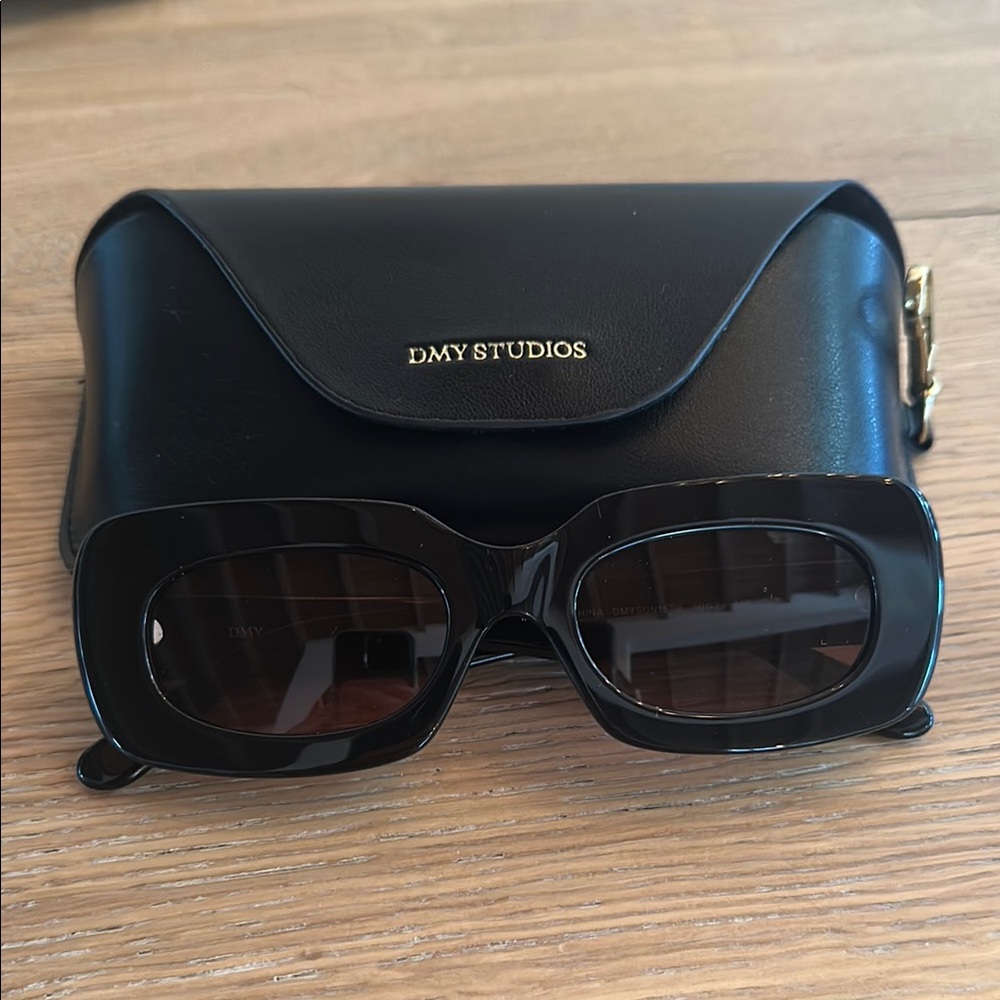 DMY Studios Black Oversized Sunglasses with Protective Case
